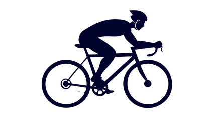 Obraz premium Dynamic silhouette of a person cycling forward, endurance fitness and active wellness lifestyle concept. 