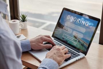 booking trip or vacation travel planning, package tour or hotel and transfer flight reservation for tourists
