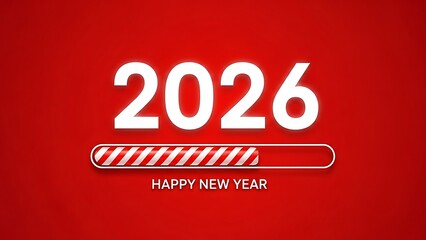 2026 Happy New Year with progress bar on red background