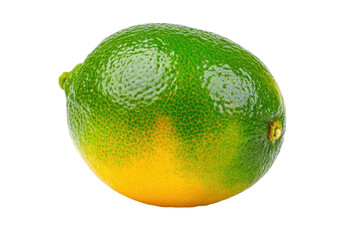 Unripe orange fruit with green and yellow patches isolated on transparent background. Single fresh unripe orange fruit isolated on white background.