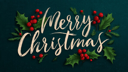 christmas greeting card with holly
