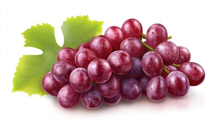 Ripe grapes with green leaf on display