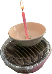 Isolated Minimal life mini cake ans birthday candle 