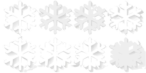 Detailed arrangement of intricately designed white three dimensional snowflake patterns
