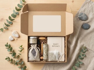 Wellness gift box with beauty and self care items for daily rituals