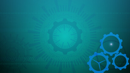 Technology background. Big data concept. Abstract technological background with letters, cogwheels and plexus effect