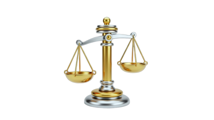 Golden Scales of Justice Isolated on White Background