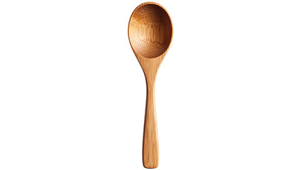 Wooden spoon isolated on transparent background, high-quality PNG with natural wood texture, ideal for kitchen tools, cooking concepts, food blogs, packaging, and recipe designs.