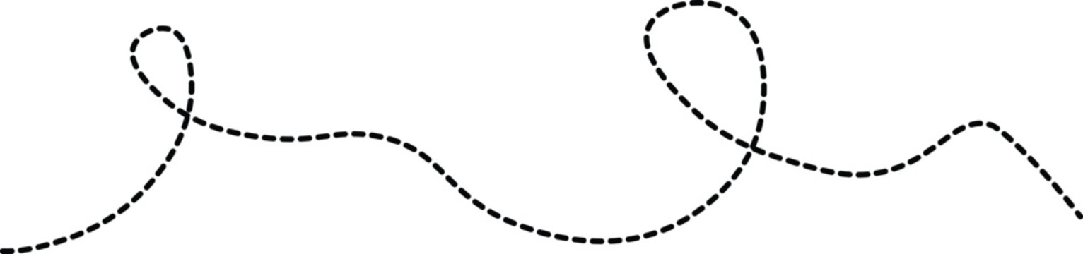 Dotted curved path line showing movement and direction