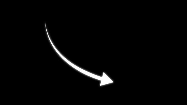 Red arrow still goes down. Red Arrow. Business cartoon animation. Arrow animation Isolated on Black background. 