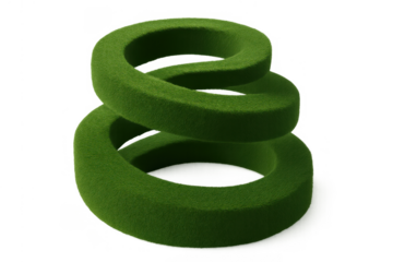 Green grass spiral shape symbolizing spring, growth, nature, ecology, and sustainability, on transparent background