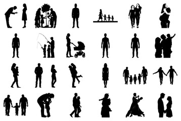 Collage of Silhouettes Featuring Families, Couples, and Individuals