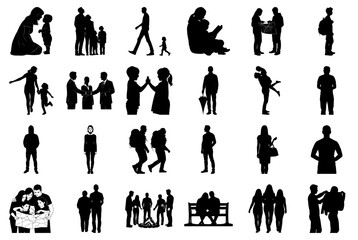 Assortment of Silhouettes Depicting Family, Friends, and Activities