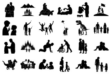 Family and fantasy silhouette collection Keywords: family, children, silhouette, people, parent