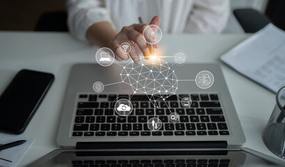 A visual of artificial intelligence network connecting AI, network, and system across a structured digital platform for seamless AI communication Latch