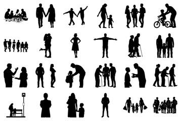 Silhouettes of People in Family, Social and Daily Life Scenarios Keywords: silhouette, people