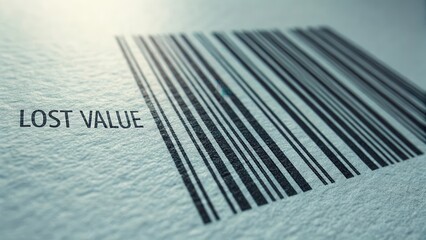 Macro image of barcode with fading lines displaying lost value