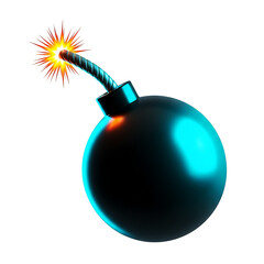 Classic Bomb with Sparking Fuse on transparent background
