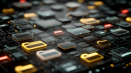 Abstract network grid with files and folders, futuristic software interface, digital document management system, store, search and organize documents, corporate business, paperless office