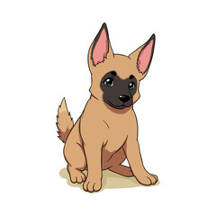 Cute Belgian Malinois Dog Clipart 03