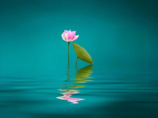 Fototapeta premium Clear lotus reflects clear water
