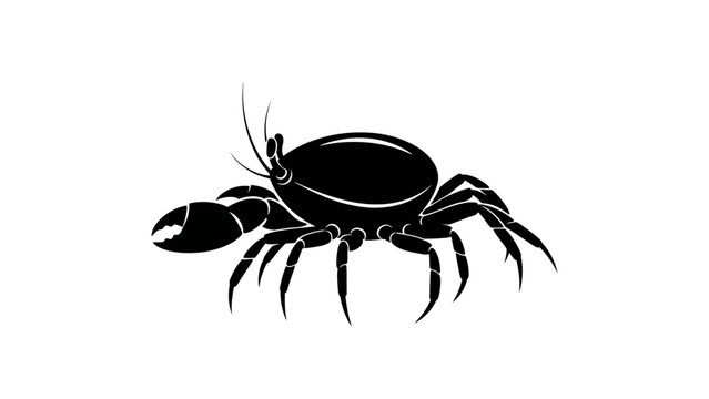 Black silhouette of a crab on a white background.