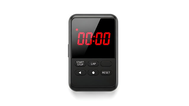 Digital stopwatch counting up on a white background
