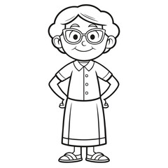 Fototapeta premium Cartoon Grandma with Glasses and Apron grandmother