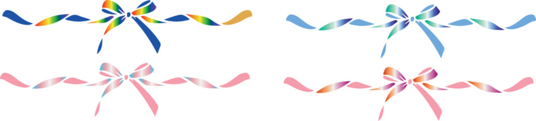 set of decorative frames with ribbons and bows in LGBT, lesbian pride, gay pride and transgender pride colors, for designs dedicated to Pride Month or human rights