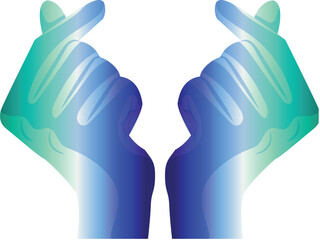 icon of hands with fingers folded into a heart shape with hands in gay pride colors as a symbol of love, equality and self-expression