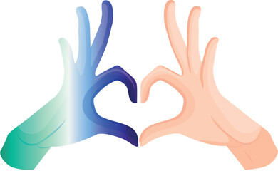 icon of hands folded in a gesture of love where one hand is in the colors of gay pride