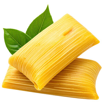 Authentic argentinian humita en chala a savory steamed corn paste filled with cheese and onions presented isolated on white background