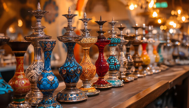 Shisha bar with many shishas.
