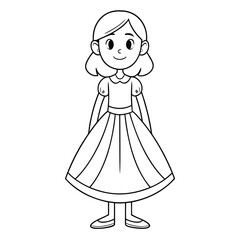 Girl Standing Line Art illustration vector
