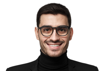 Close up portrait of art director or artist isolated on grey background