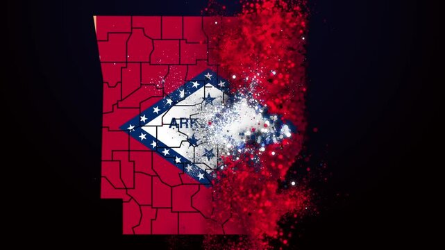 Elegant Particle Animation Highlighting the Structure of the Arkansas Country Map