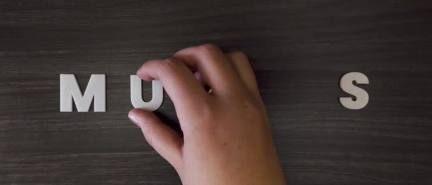 the word mumps written on a dark background with white block letters or capital letters