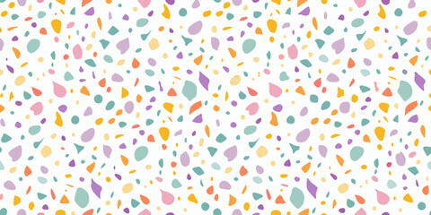 Colorful abstract pattern with scattered organic shapes on a white background