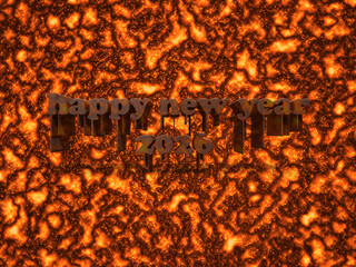 New Year 2026 greeting card and background with the best colorful fire-lit wall image.