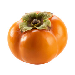 Fresh Whole Orange Persimmon Fruit Isolated on White Background