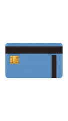 Blue credit card icon with chip for payment and banking