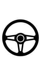 Black steering wheel icon for automotive and driving concepts