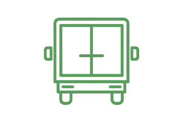 Fototapeta premium Green truck outline icon representing delivery, shipping, and logistics concept with transparent background