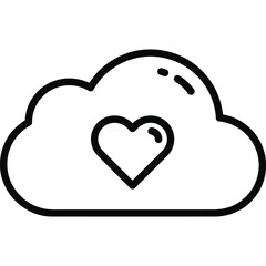 Obraz premium Hand-Drawn Cloud with Heart Icon Illustration - Symbolizing Love, Nature, and Positivity