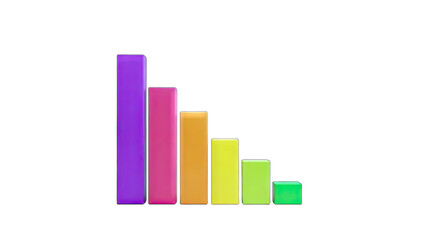 Colorful Bar Graph Showing Decline on White Background