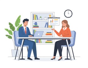 Business Meeting Between Two Professionals in Modern Office Setting