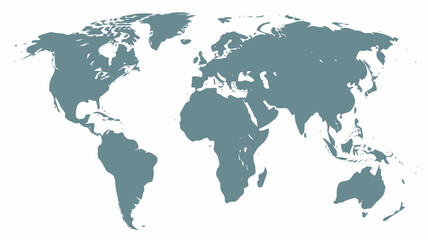 Obraz premium World Map Silhouette in Simple Flat Design with Blue Gray Color on White Background for Global Marketing