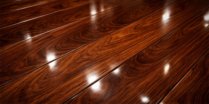 A warm wooden floor lamp casts a soft glow over a natural oak plank surface and textured timber wall to create a serene light in the dark featuring rich hardwood grain and brown parquet patterns