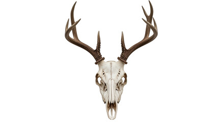 Deer skull with antlers on white background isolated on transparent background