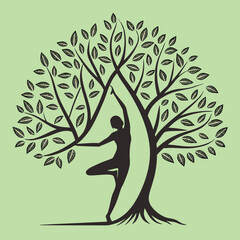 green yoga tree silhouette